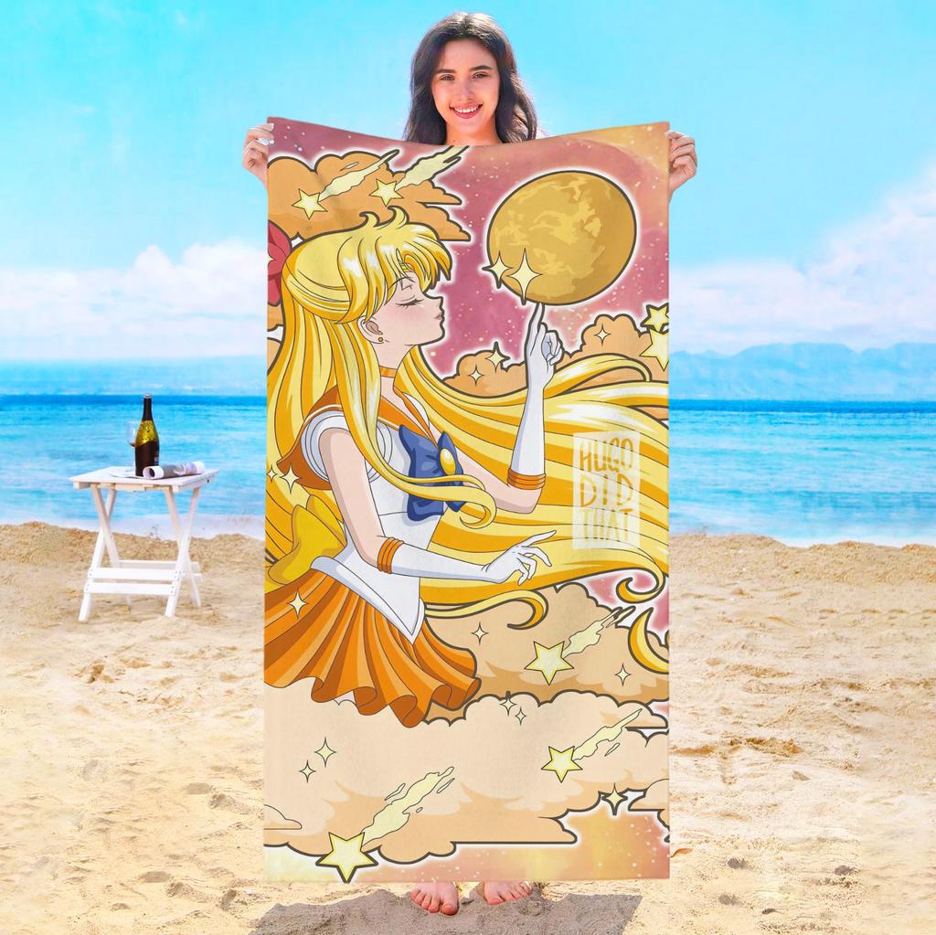 S-Sailor M-Moon Beach Towel Bath Towels Bathroom Items Swimming Pool Spa Playa Travel Sauna Baby For Home Microfiber Gym Shower