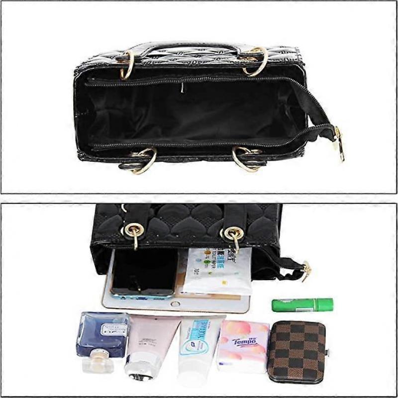 Ladies Wallet and Handbag PU Leather Satchel Shoulder Bag Messenger Bag--Black