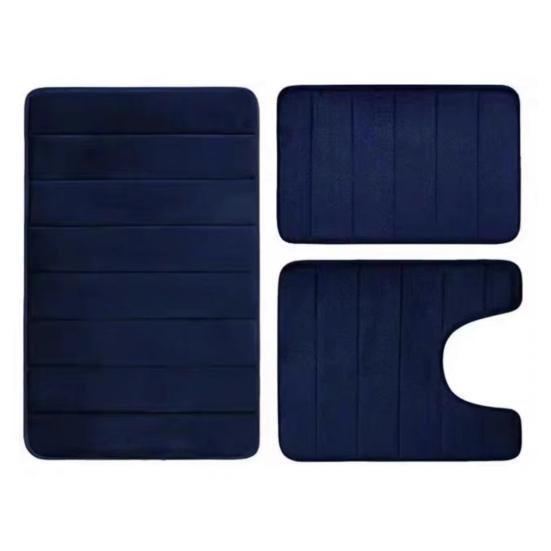 3Pcs/Set Bath Rug Anti-Slip Bathroom Floor Mat U-Shaped Toilet Rug Absorbent Rectangular Mat for Bathroom Sink Shower Door