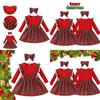 Toddler Xmas Plaid Printed Long Sleeve Christmas Dress