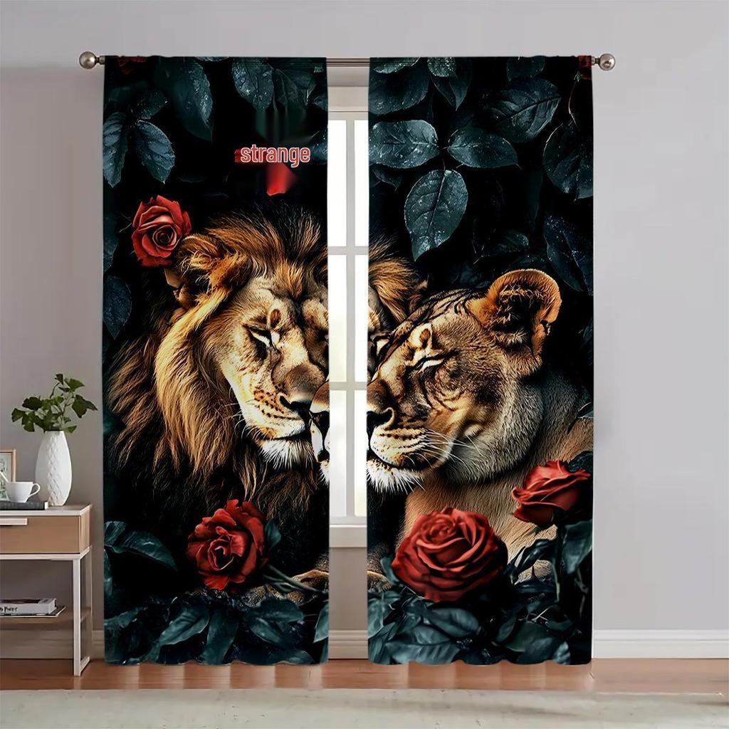 Set of 2 Thermal Noise-Reducing 3D Printed Curtains for Bedroom or Living Room, Light-Filtering with Rod Pocket.