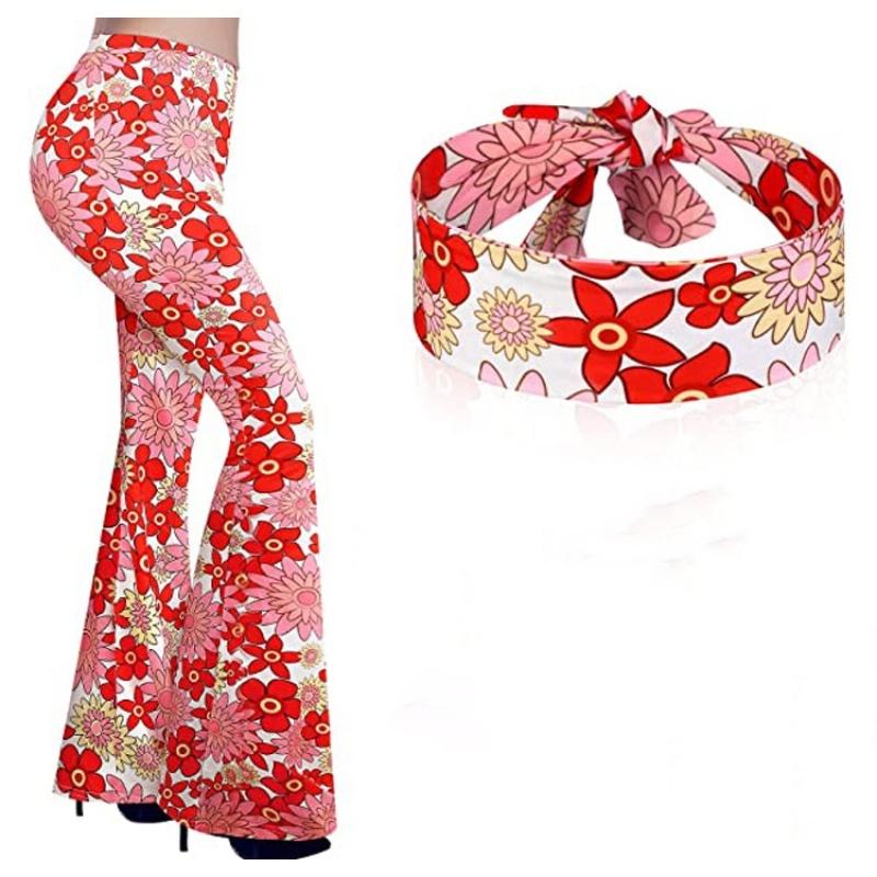 Pantaloni a zampa d'elefante da donna USA Boho Comodi Elasticizzati Pantaloni Estivi da Donna Strisce Stampa Digitale Pantaloni Casual per la Festa dell'Indipendenza