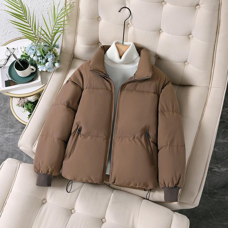 Winter New Thickened Stand-up Collar Bread Clothes, Down Cotton-padded Clothes for Women, Small Students, Loose Cotton Clothes, and Trendy Coats.