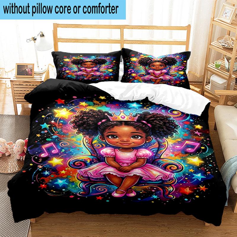 Galactic Princess Adventure 3pcs Bedding,Including 1pc Duvet Cover And 2pcs Pillowcases Perfect for Christmas,Ideal for Bedroom, Dormitory