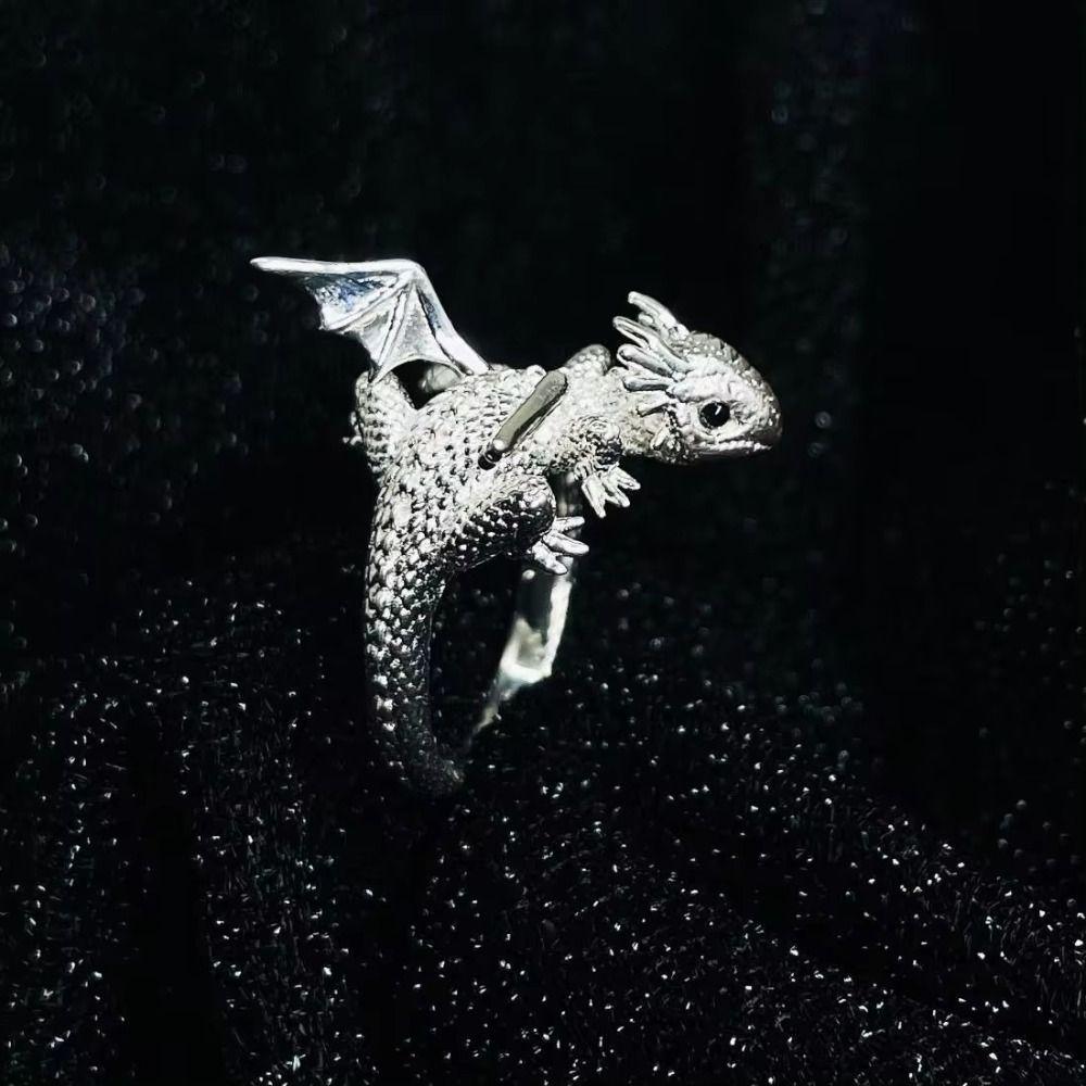 Adjustable Flying Dragon Ring Vintage Dark Animal Finger Rings Dragon Opening Rings  Couple Ring