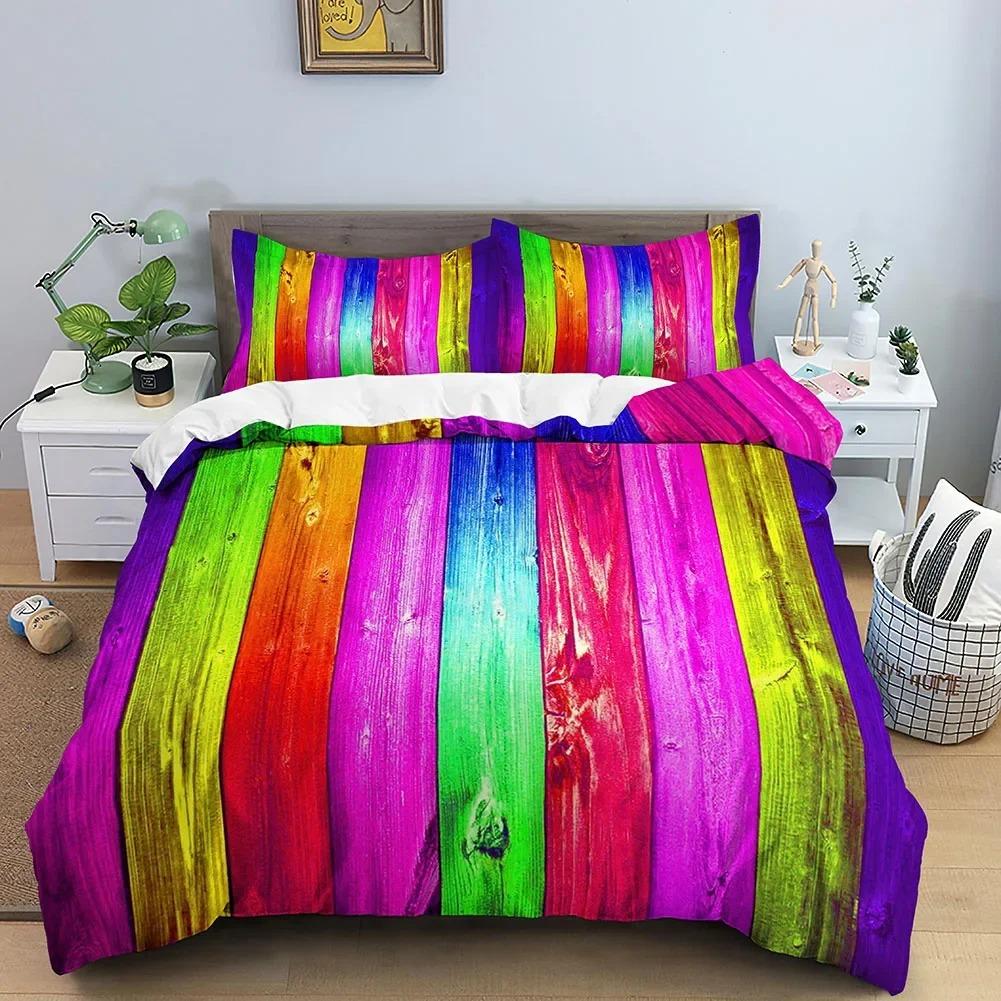 3D Duvet Cover Set Abstract Bedding Set Luxury Rainbow Swirl Quilt Cover With Zipper Closure Queen Size Comforter Cover