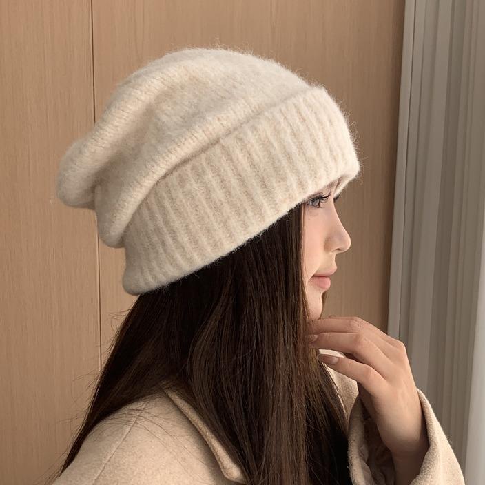 Warm Woolen Hat for Women Korean Version Versatile Ear Protection Cold Hat Big Head Circumference Showing Face Small Wool Knitted Hat Trendy