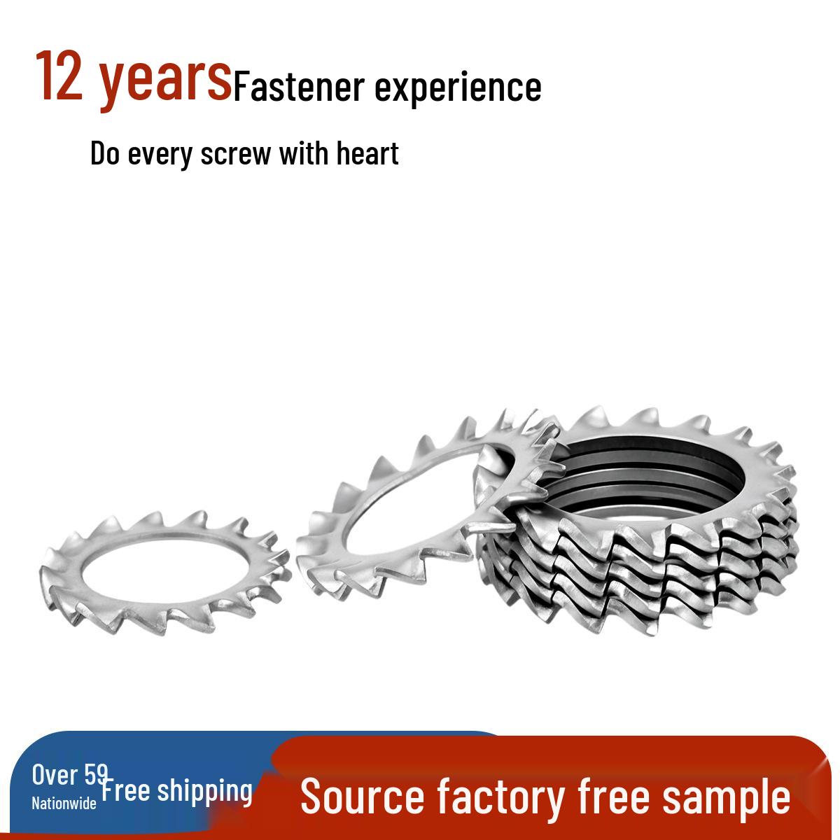 304 Stainless Steel External Serrated Anti-loosening Retaining Washer, M2-M33 Sizes, Anti-slip Stop Washer M4 External Serrated Washer