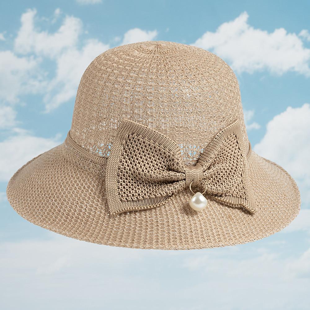 Classic Straw Hat With Large Brim And Bow For Summer Outdoor Sun Protection