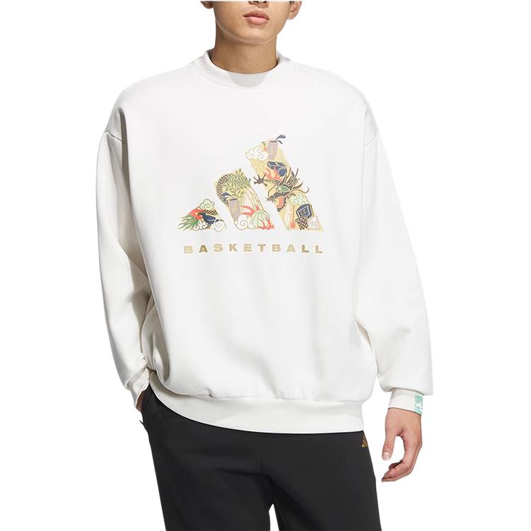 adidas Originals FW23 Dragon Year CNY Series Pullover Hoodie With Dragon Logo Unisex Tops White JE3498