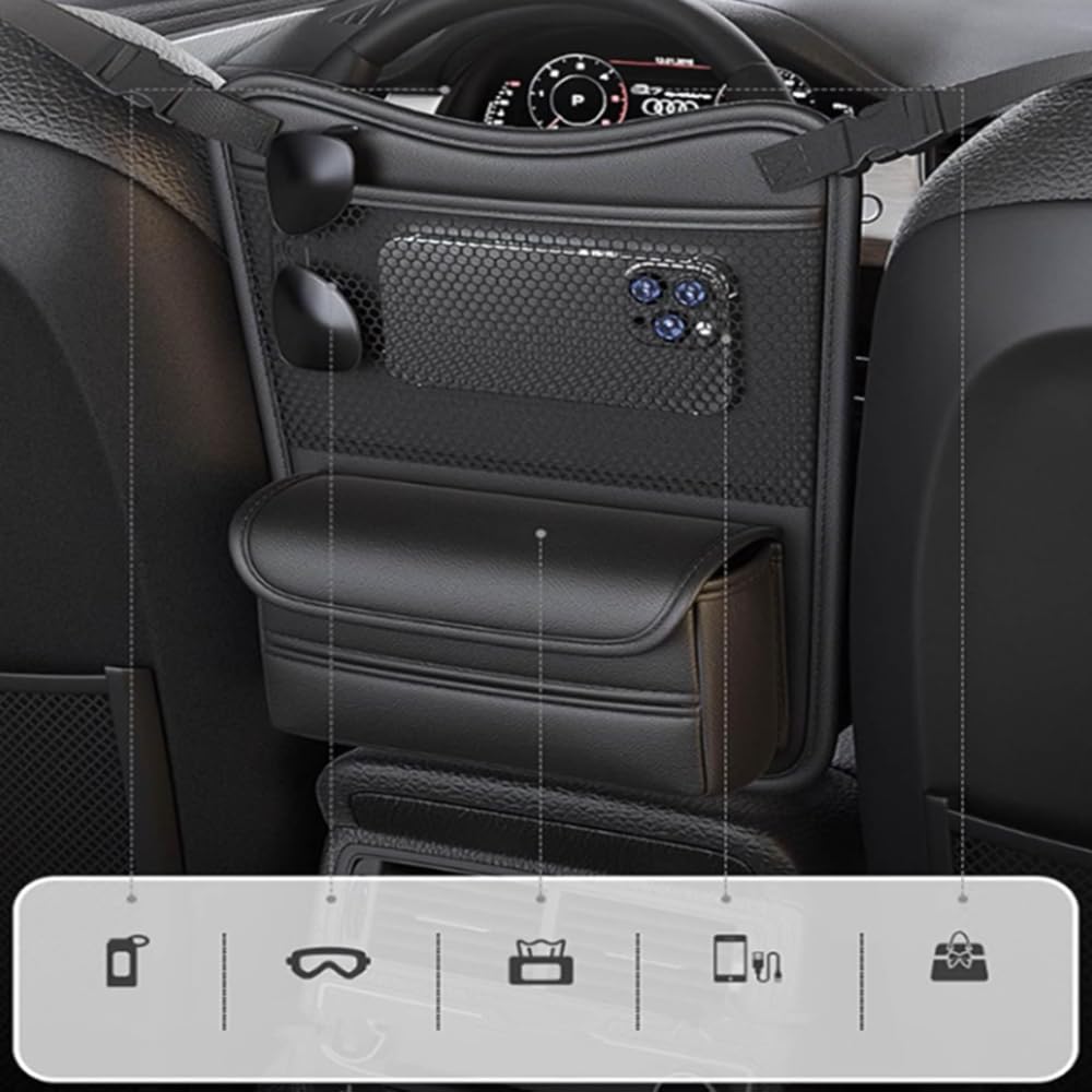 TATACLEA Car Seat Back Storage Hanging Car Storage Multifunctional Seat Back Storage Car Tissue Box Leather Car Seat Organizer Back Seat Car Organizer
