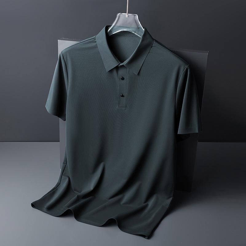 Men's Business Casual Ice Silk Polo - Slim Fit Summer Short-Sleeve Shirt