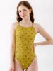 Tieseunain Swimming Denim One-Piece Double X-Back Mustard Swimwear