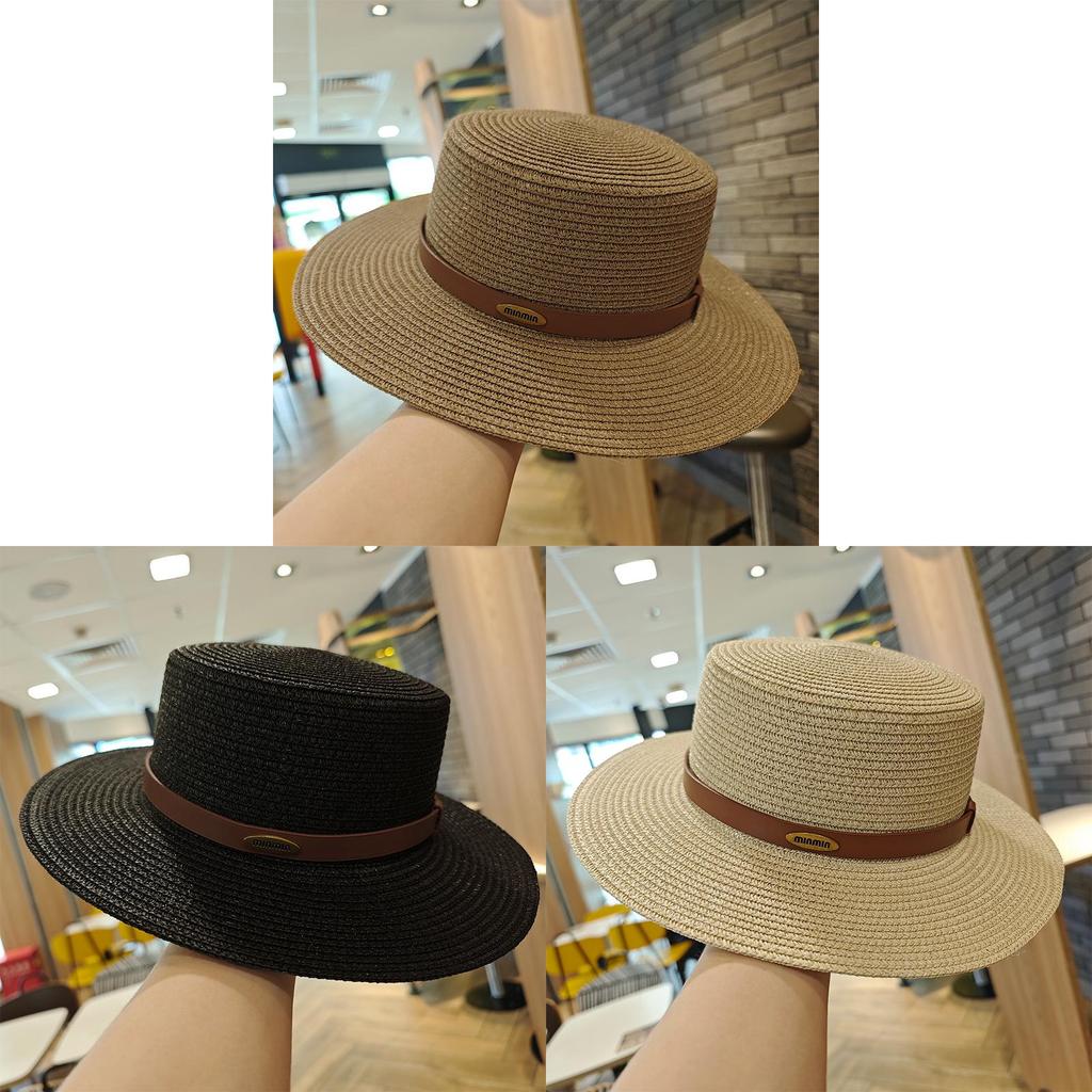 Summer Wide Brim Straw Hat With Embroidered Details For Beach And Sun Protection
