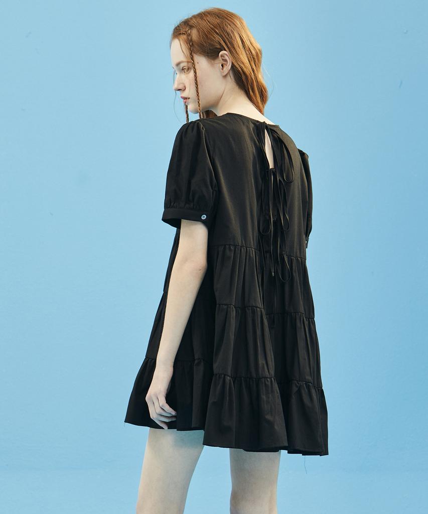 Manavis Seven Tiered Strap Dress [Black]