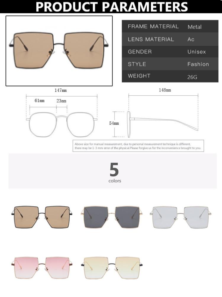 Durable Metal Metal Rectangular Oversized Sun Glasses Glasses Ladies Classic Luxury Sun Eyeglasses For Female Big Spectacle Frame Frame Gradient