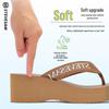 Women's 6cm Thick Sole Wedge Flip Flops - Summer Non-Slip High Heel Toe Post Sandals with Comfortable Woven Strap.