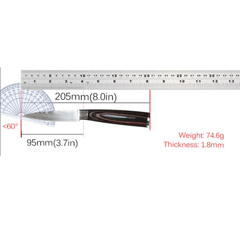 Kolorowy drewniany uchwyt Nóż kuchenny ze stali nierdzewnej Laserowy wzór Wygodny nóż do owoców Nóż szefa kuchni Mały nóż do obierania Nóż