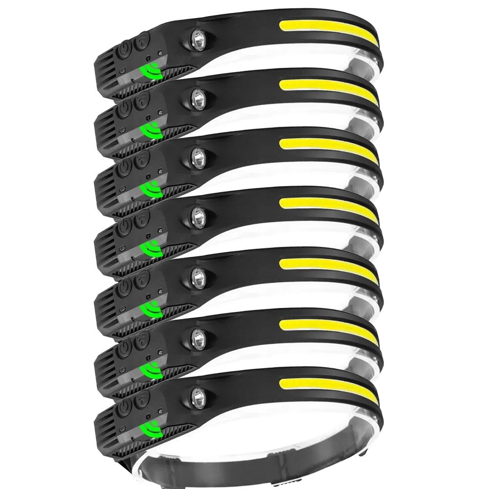 COB Headlight Running Light Induction Head Lamp Built-in Battery Fishing Headlight Type-C Rechargeable Inductive Work LED Light