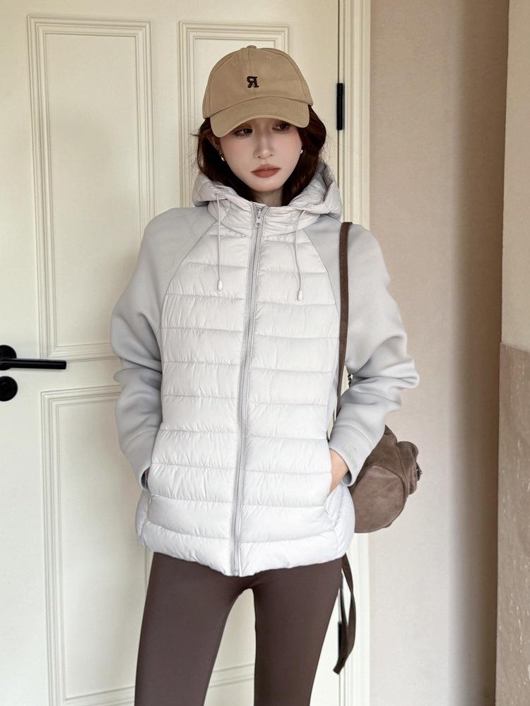 Hooded Down Padded Jacket Women's New Autumn and Winter Small Padded Jacket Short Splicing Padded Jacket