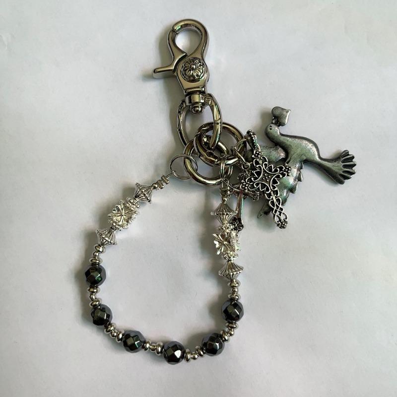 Multi-element trouser chain, bag hanging chain, sword round bead cross waist chain, lobster buckle pendant jeans chain