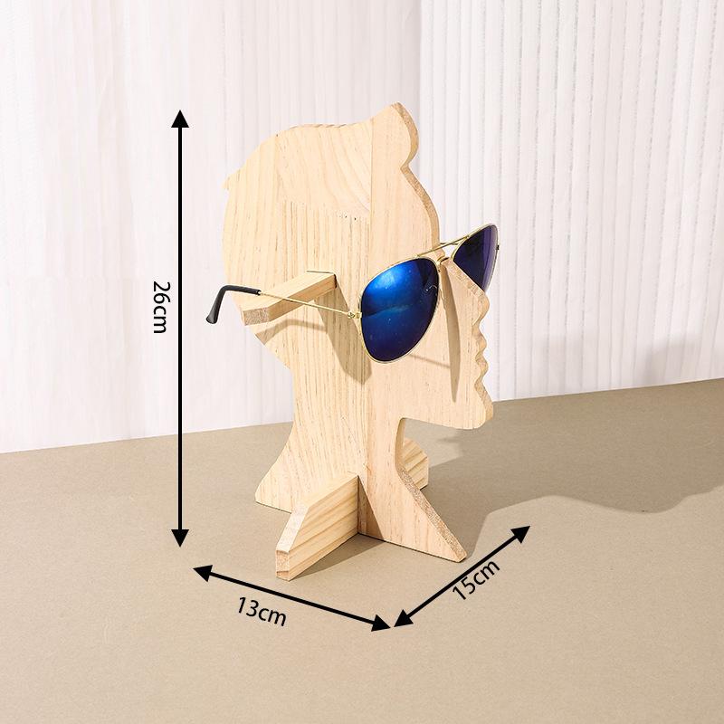 

Sunglasses shelf display stand counter glasses storage shelf wooden boys and girls head mold desktop glasses holder белый