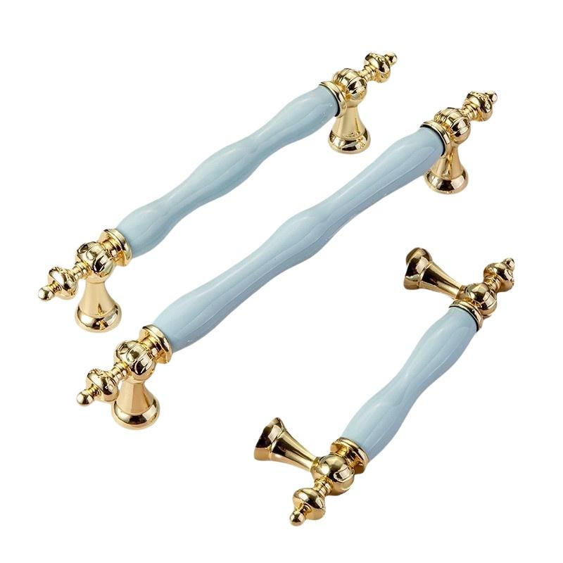 Colorful Ceramic Drawer Pulls Modern Gold Cabinet Handles Easy Install Knob Set for Wardrobe Furniture Home Upgrade