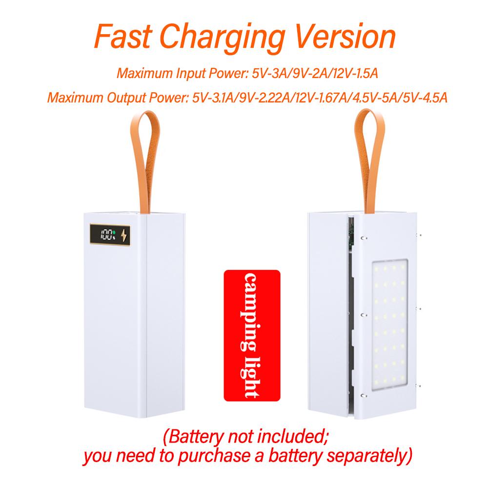 24 Cells 18650 DIY Power Bank Case Kit Detachable No Soldering Wireless Charging Camping Light Mobile Power Shell No Battery