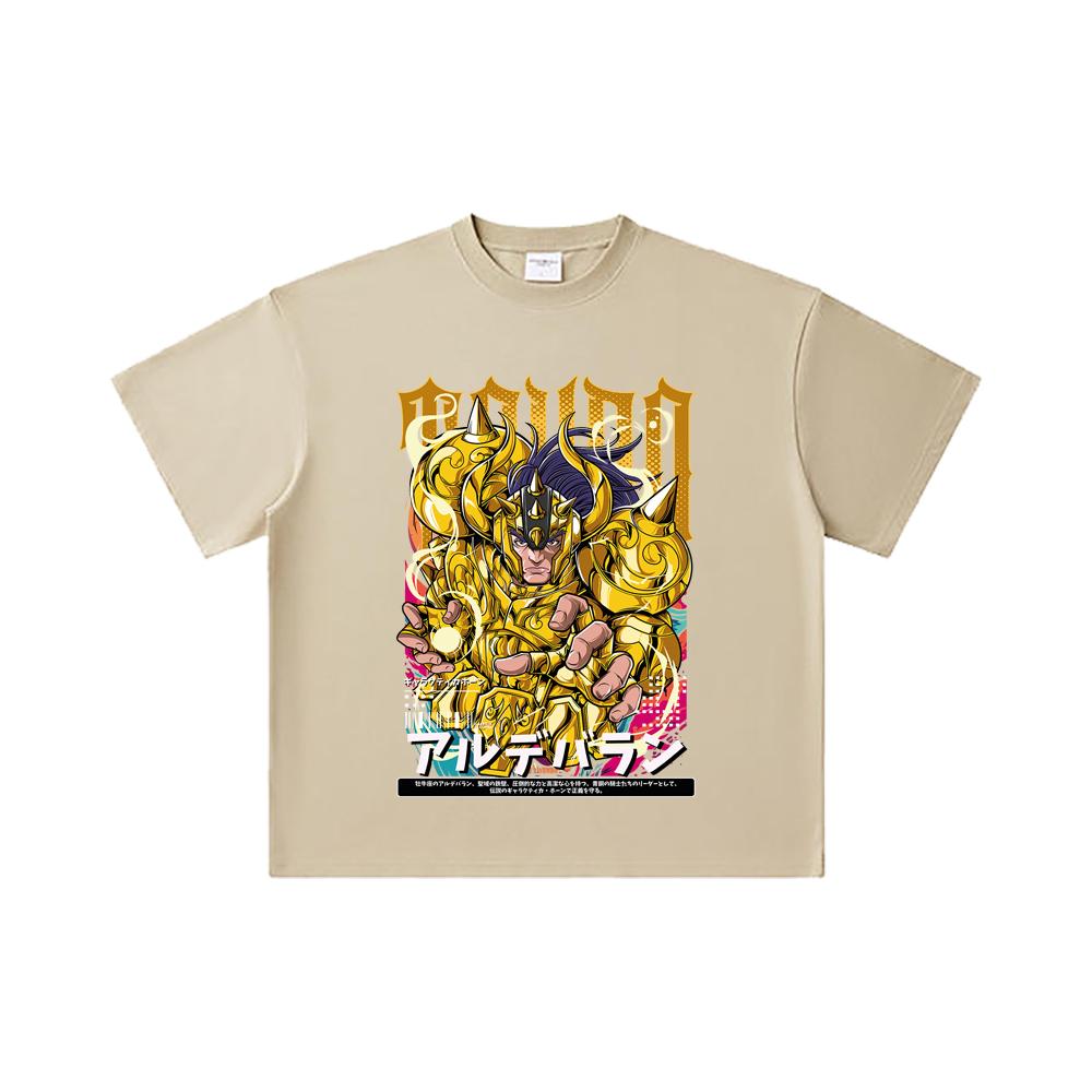 260 GSM Double Yarn 32 Count 100% Cotton Saint Seiya V27 Tauro Print Unisex Heavy Cotton T Shirt