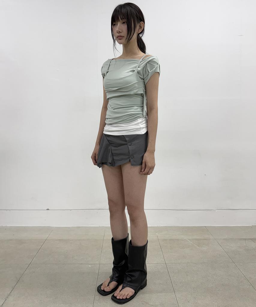 Peulleeoeob Layered Bustier T-Shirt (Fl-108_Mint)