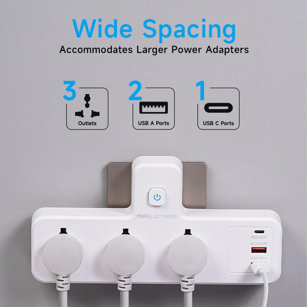 6-in-1 Cube Electrical Extender Outlet Power Adaptor Household Multi Plug Extension SocketPD3.0 20W USB Wall Charger