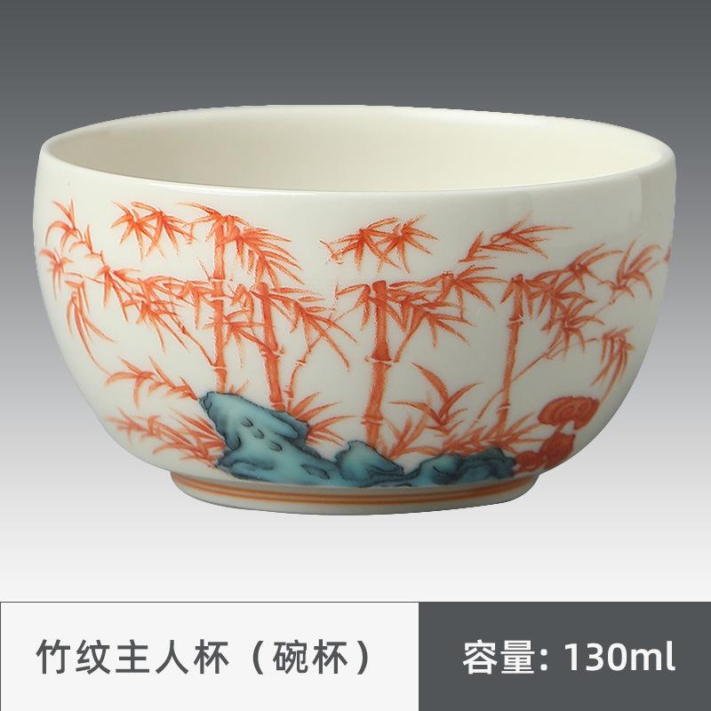 Hand Painted Red Bamboo Ceramic Teacup Chinese Style Creative Household Chinese Kungfu Teaware Master Cups Decoration New