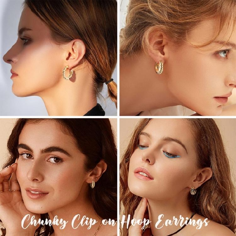 9x No Piercing Required Earrings Creative Gold Plated Clip On Earrings No Pierced Comfort Fit For Women