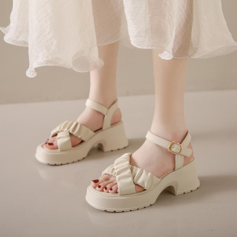 Fashion Women's Round Open-Sole Sandals, Sexy Outerwear, Fashionable, Solid, 2024 New Summer Collection