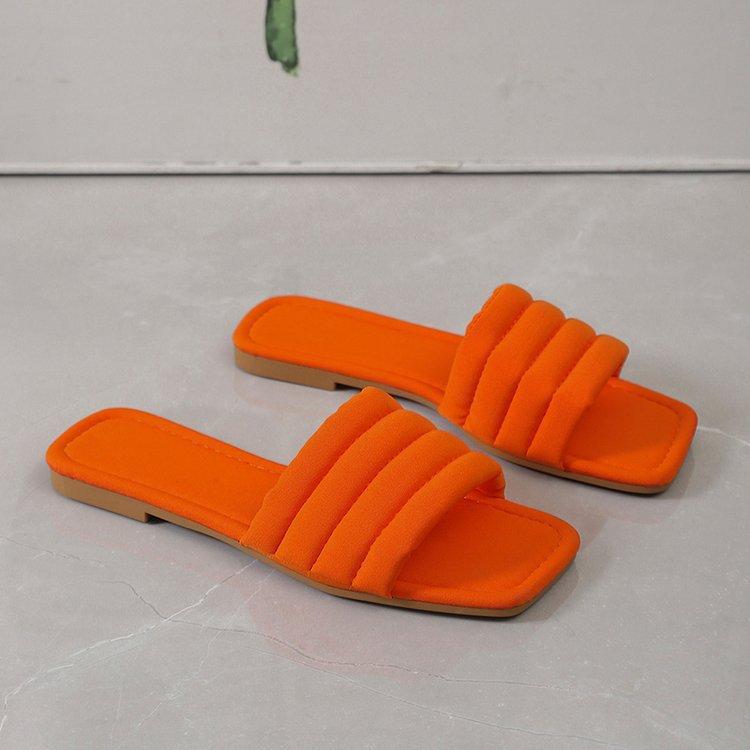 

модные шлепанцы женские больших размеров 43 европейско-американский стиль пляжные сандалии однотонные на низком каблуке конфетного цвета шлепанцы 43