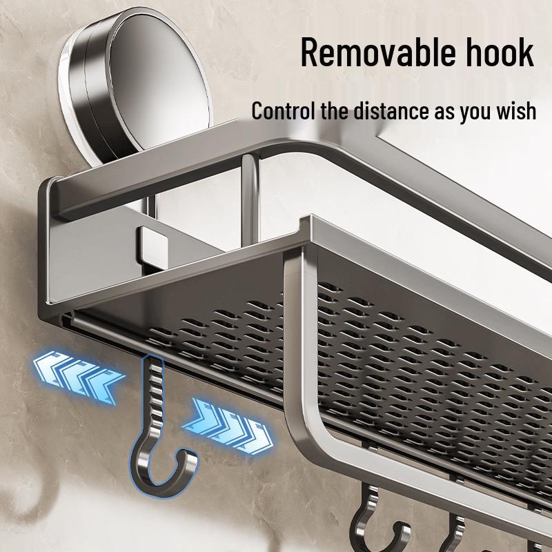 No-Drill Suction Cup Bathroom Storage Rack