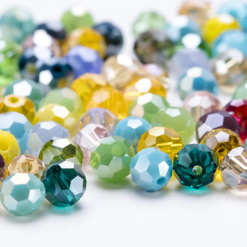 3 4 6 8mm AB color Round Crystal Beads Faceted Transparent Glass Bead Loose Spacer Bead for Jewerly Making DIY Bracelet Necklace