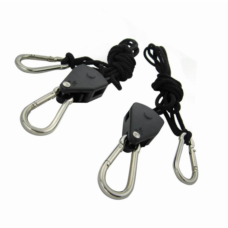 2pcs 1/8 Inch Rope Ratchet Hangers Lighting Pulley Adjustable Rope Clip Hanger, 150lb Capacity