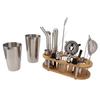 Cocktail Shaker Set Stainless Steel Bartender Kit with Bamboo Stand Full Cocktail Accessories for Party Club Bar Drink