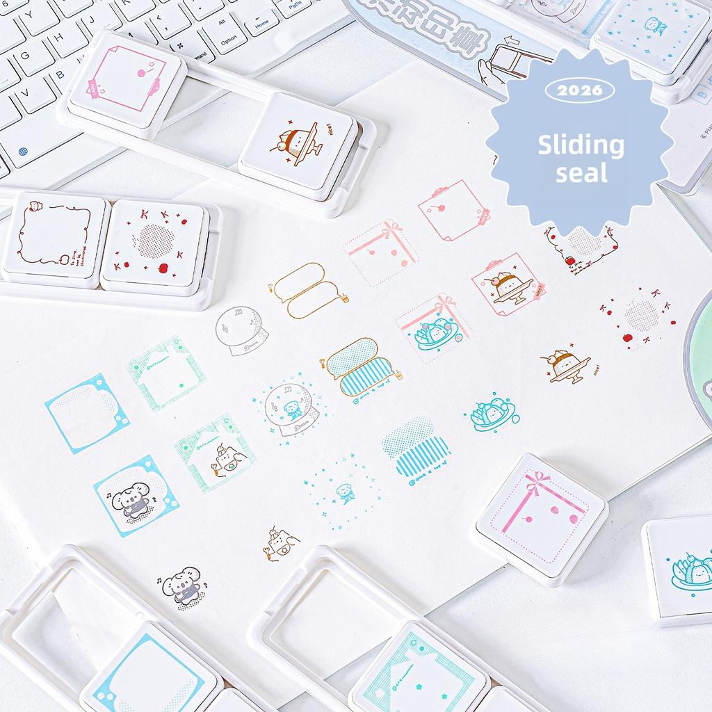 Sliding Stamp Japanese Cute Hand Account Stamp with Sliding Detachable Decorative Annotation Diagram