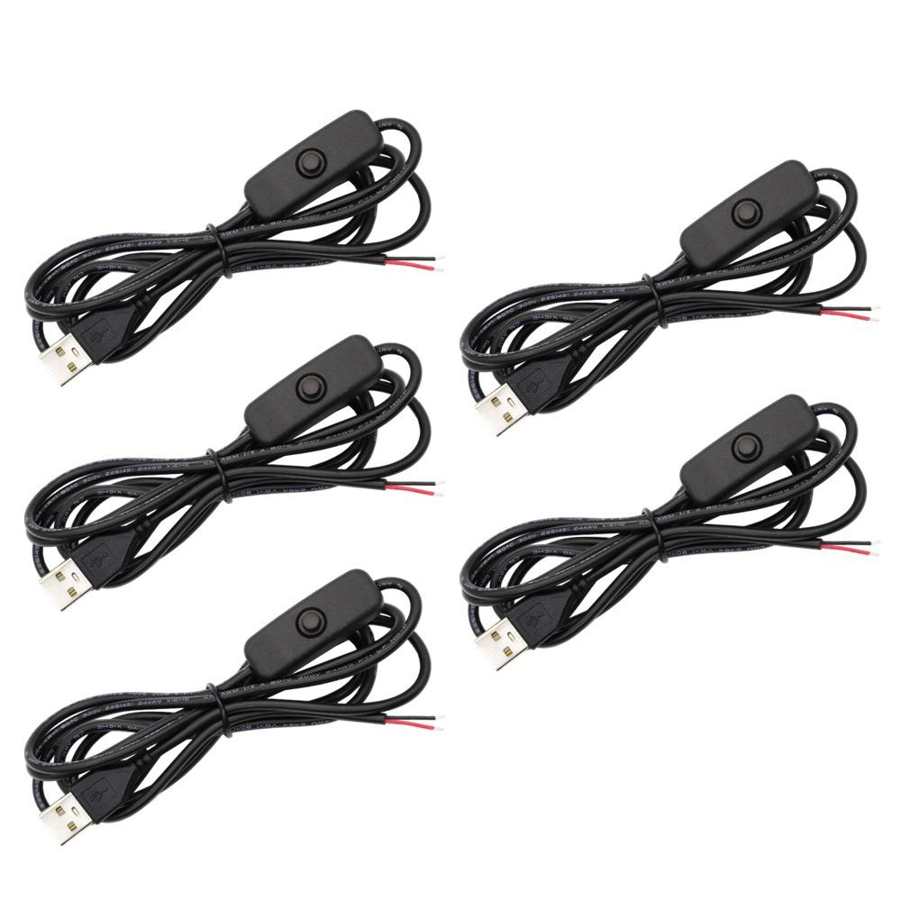 5Pcs 1.5M USB Power Supply Wire 5V ON OFF Switch Cable USB Extension Cable for USB Fan Desk Light