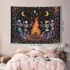 Halloween Party Tapestry Colorful Skull Bonfire Starry Sky Living Room Party Room Dark Style Decorative Art Wall