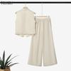 ZANZEA Women Sleeveless Vest Tops and Wide Leg Pants Casual Two Piece Suit Sets