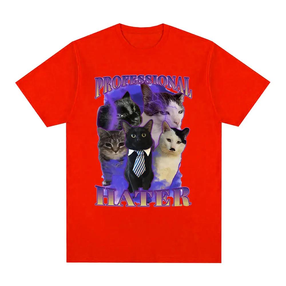 Professional Hater Funny Cat Meme Graphic T Shirts Unisex Fashion T-shirt Summer Couples Casual Women Tees Clothing