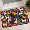 1pc Cute Cartoon Dog Floral Pattern Flannel Mat Entrance Door Mat Bathroom Kitchen Bedroom Non-Slip Water-Absorbing Easy-Clean Foot Mat Home Cartoon P