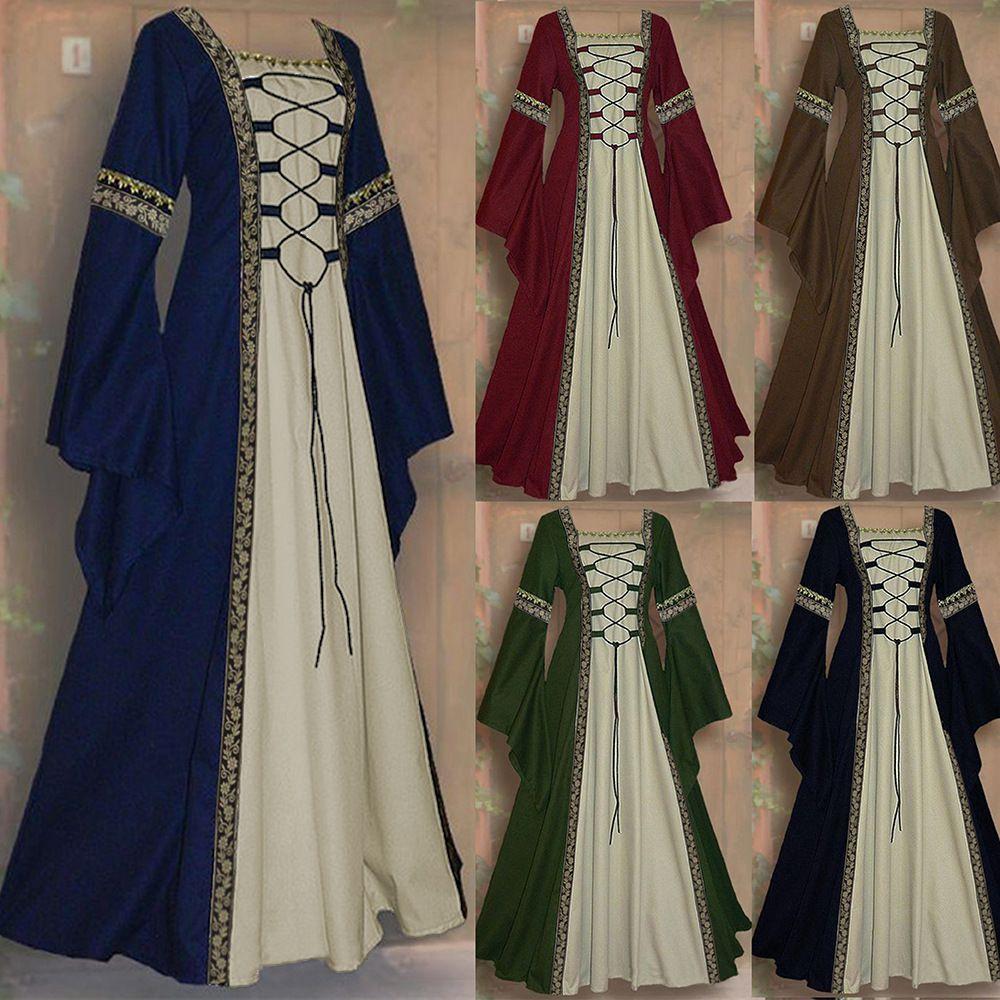 Vintage Gothic Renaissance Dress With Long Sleeves For Women's Cosplay Costume
