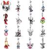 Fashionable 925 Silver Mickey Minnie Stitch Dangle Charms Bracelet Enamel Cartoon DIY Jewelry Gift