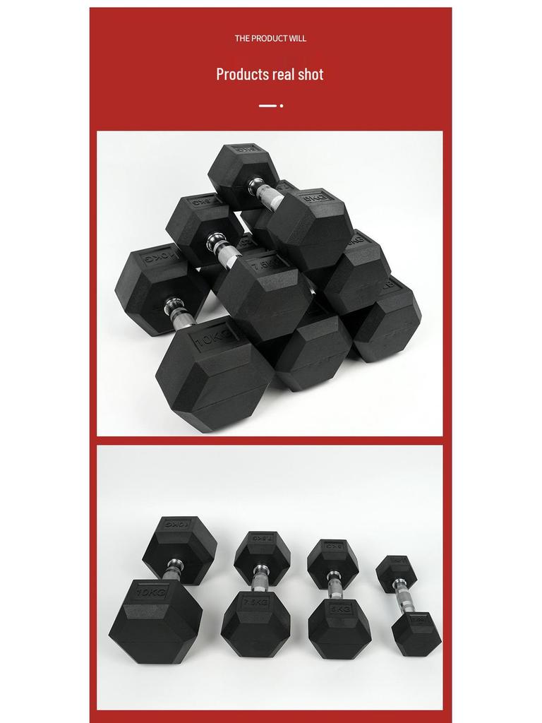 Hexagonal Fixed Dumbbell with Rubber Coating for Commercial Gyms - Ideal for Personal Trainers and Arm Strength Training.