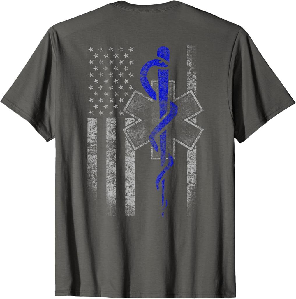 Vintage USA Flag First Responder EMS EMT Paramedic TShirt 100 Cotton ONeck Short Sleeve Summer Casual Mens Tshirt Streetwear