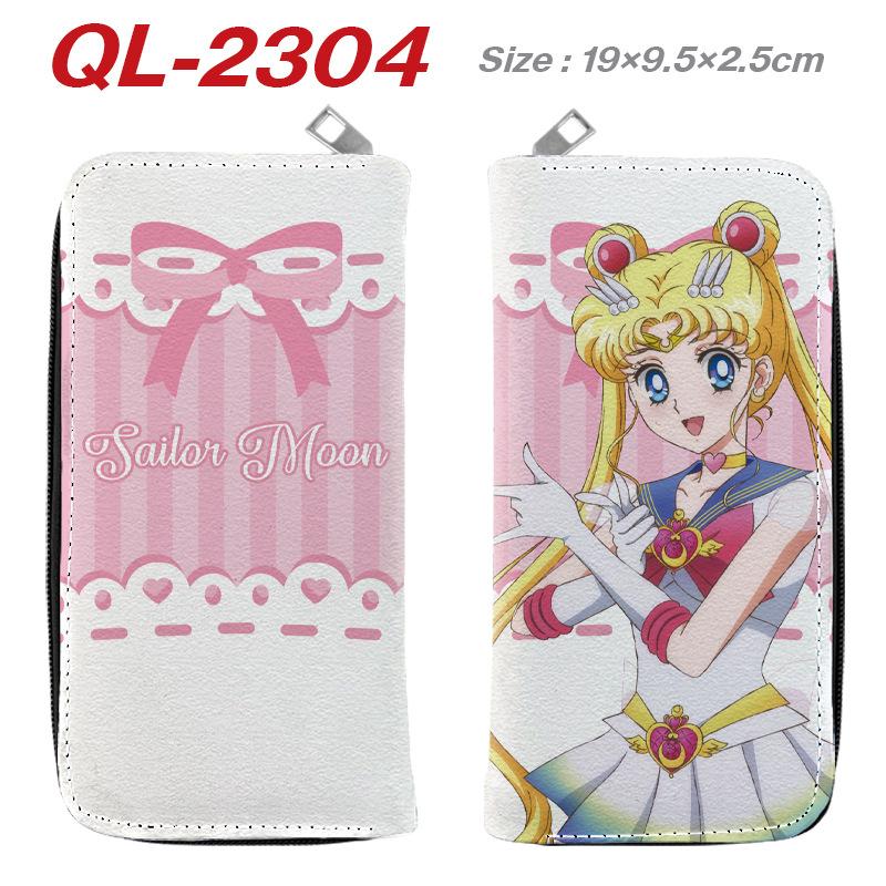 Sailor Moon Long Zip Wallet PU Leather Full Color Anime Print Luna Tsukino Usagi Clutch Purse Card Holder for Women